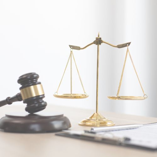 Gavel and scales on a desk